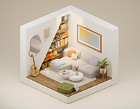 3D isometric living room