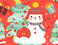 Vintage Snowman Christmas Pattern Design