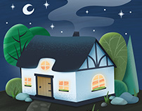 Cute Cottage in the Night