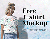 Free Female T-shirt Mockup with Changeable Background