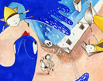 Children's book illustration - Blue Bird Fairy Tale