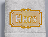 embossed embroidery HERS lettering