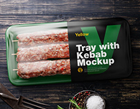 Plastic Tray With Kebab PSD Mockup