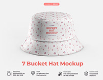 7 Bucket Hat Mockups + 1 Free