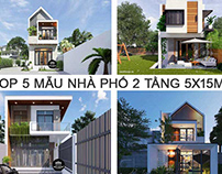 Top 5 mẫu nhà phố 2 tầng 5x15m hiện đại đẹp 2022