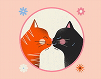 Cat love illustration
