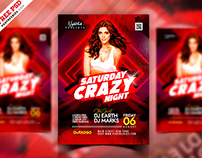 Crazy Saturday Night Party Flyer PSD