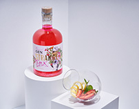 Craft Gin Label Design - Strange Luve Pink