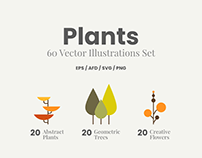 60 Geometric Plants Vector Set