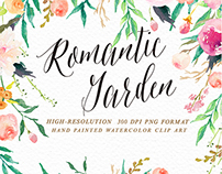 Watercolor flower Clip Art-Romantic Garden