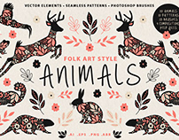 Folk Art Animals Vectors & Patterns