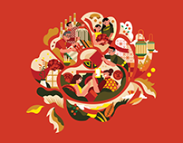 Digi's CNY Illustration Series-Red Packet & Store Deco