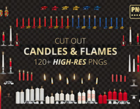 Cut Out Candles & Flames - PNGs