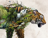 Tiger surreal digital collage photomanipulation art