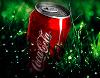 'Coca Cola' can in the grass poster
