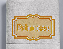 embossed embroidery princess lettering