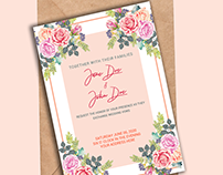 Colorful Peonies Floral Wedding Card