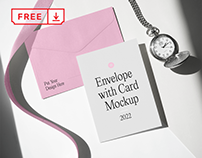 Free Envelope with Card Mockup