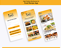 Food Recipe App wireframes