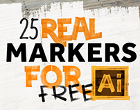 FREEBIES – 25 REAL MARKERS FOR ILLUSTRATOR