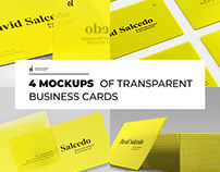 4 Free Mockups of Transparent Business Cards