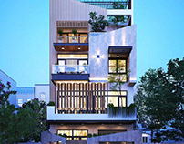 Thiết kế nhà phố độc đáo 4 tầng mặt tiền 8m hiện đại