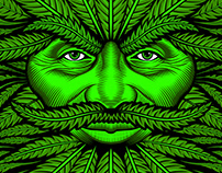 "Green Man" T-shirt illustration for Terpene Tom