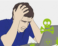 Ilustração Vetorial tema vírus no computador