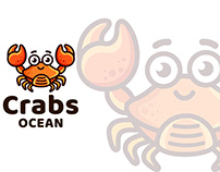 Crabs Ocean Kids Cute Logo Template