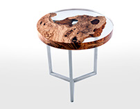 Olive Wood & Resin Side Table