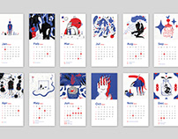 RED and BLUE 2018 Calendar