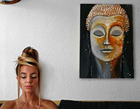 Buddha Head acrylic painting