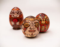 Decorative Eggs in Retro-Futurism Stile