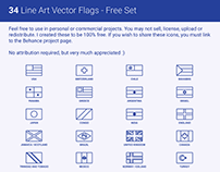 Freebie - 34 Simplified Line Art Vector Flags