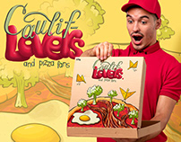 Illustration and lettering for pizza box packaging