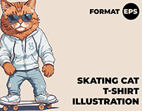 Skating Cat T-Shirt Illustration