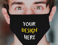 Free Face Mask Mockup on Young Guy’s Face