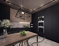 Black apartment | Kitchen interior design