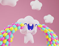Happy Tears Cloud, 3D Illustration