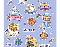 Space Cat Sticker Design