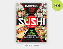 Free Sushi Time Flyer PSD Template
