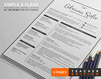 Simple and Clean Teacher Resume - "Adriana Sofie"
