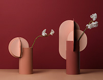 Modern Metal Vase Ekster by Noom in Copper and Steel