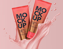 Cosmetic Tube Mockup with Splash