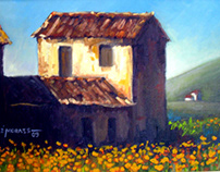 Casa no campo de Flores - óleo sobre tela