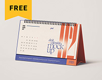 Free Horizontal Desk Calendar Mockup