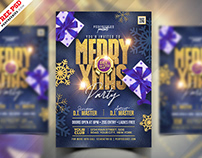 Blue Christmas Party Flyer PSD Template