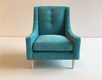Aqua Blue Harris Swoop Arm Chair 1:6 Scale