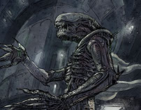 Roaming Alien in Nostromo corridors