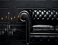 Black Chesterfield Sofa 3D